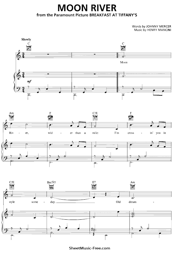Moon River Piano Sheet Music PDF Henry Mancini Free Download