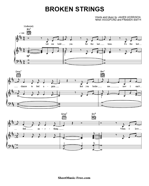Broken Strings Sheet Music PDF James Morrison feat Nelly Furtado Free Download