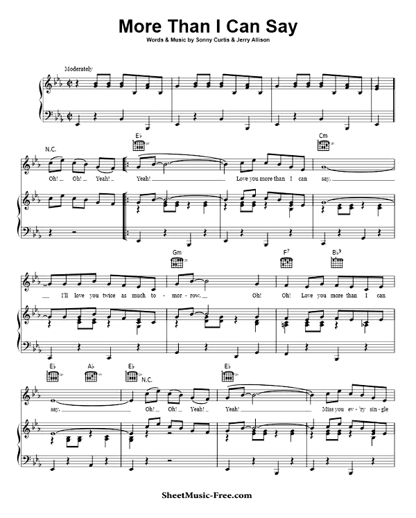 More Than I Can Say Sheet Music PDF Leo Sayer Free Download