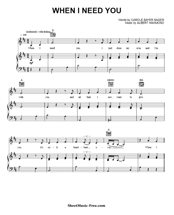 When I Need You Sheet Music PDF Leo Sayer Free Download