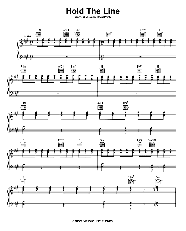 Hold The Line Sheet Music PDF Toto Free Download