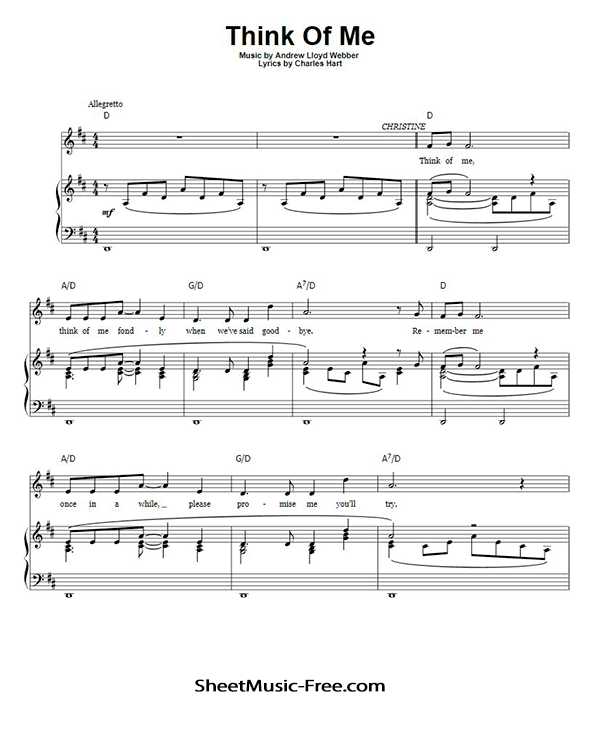 Think Of Me Sheet Music PDF Andrew Lloyd Webber The Phantom Of The Opera Free Download
