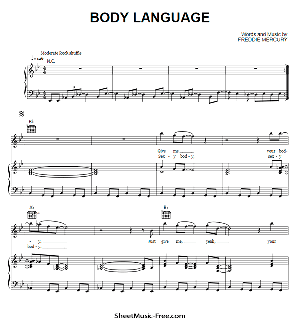 Body Language Sheet Music PDF Queen Free Download