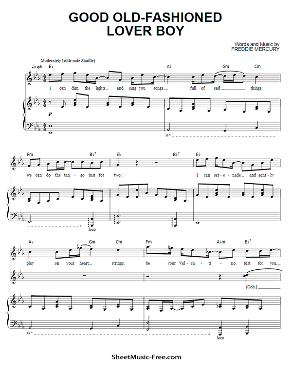 Good Old-Fashioned Lover Boy Sheet Music PDF Queen Free Download