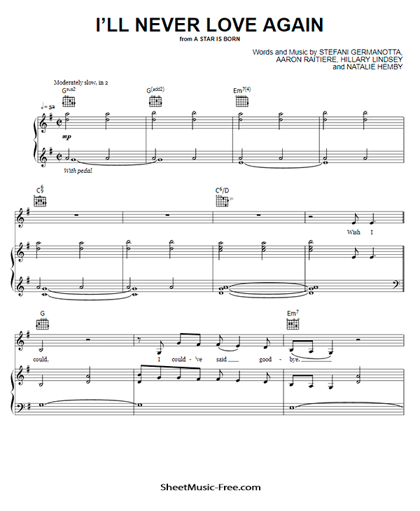 Download I’ll Never Love Again Sheet Music (From A Star Is Born)