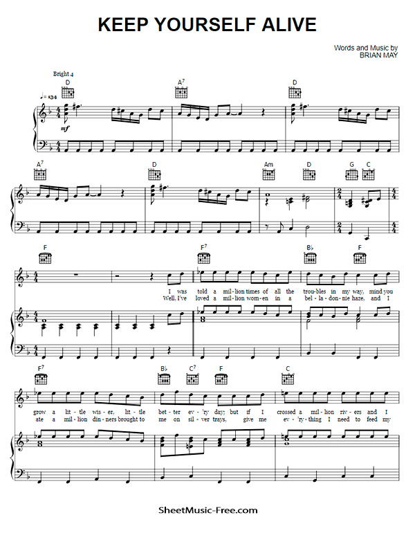 Keep Yourself Alive Sheet Music PDF Queen Free Download