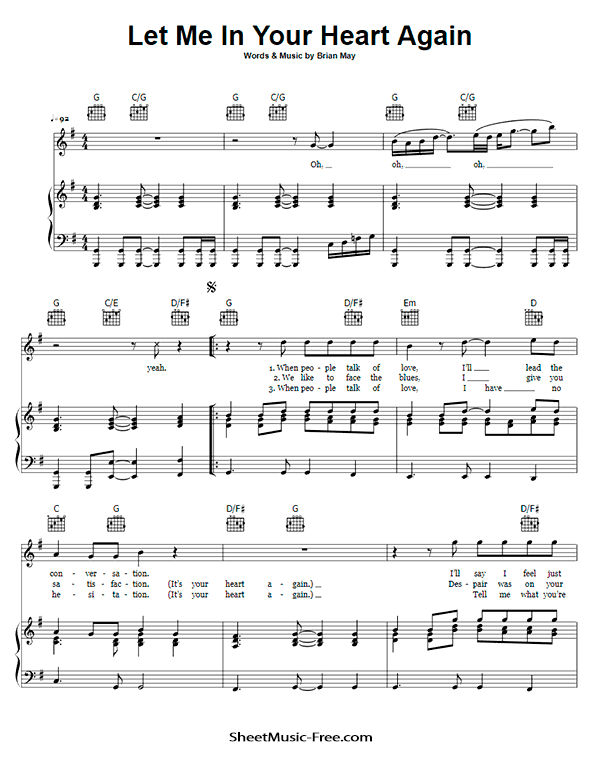 Let Me In Your Heart Again Sheet Music PDF Queen Free Download