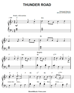 Thunder Road Sheet Music Bruce Springsteen - ♪ SHEETMUSIC-FREE.COM