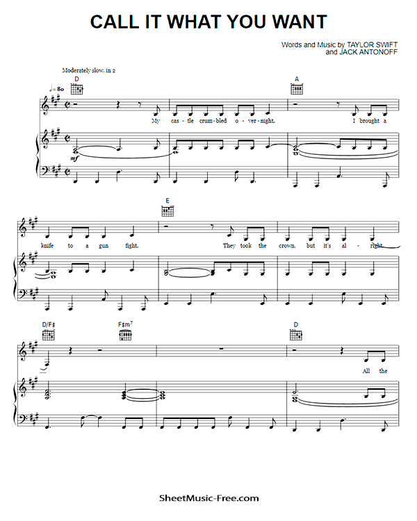 Call It What You Want Sheet Music PDF Taylor Swift Free Download