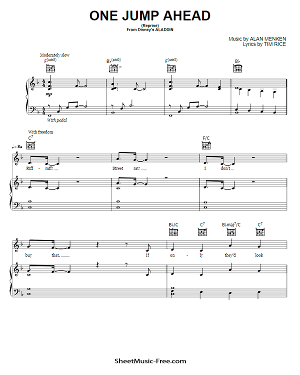 One Jump Ahead Sheet Music PDF Aladdin Free Download
