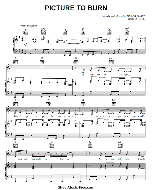 Picture To Burn Sheet Music PDF Taylor Swift Free Download