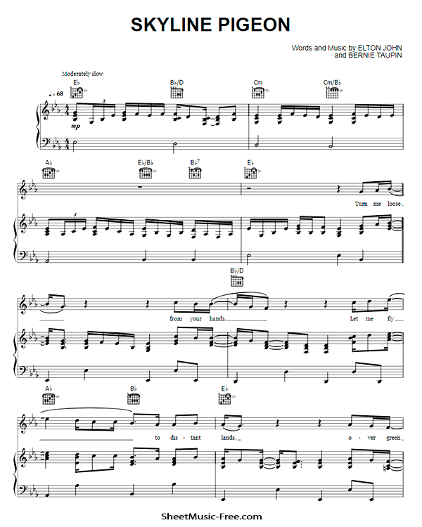 Skyline Pigeon Sheet Music PDF Elton John Free Download