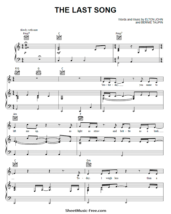 The Last Song Sheet Music PDF Elton John Free Download
