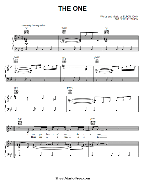 The One Sheet Music PDF Elton John Free Download