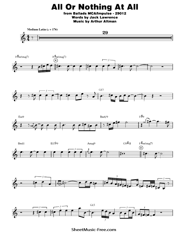 All Or Nothing At All Sheet Music PDF John Coltrane Free Download