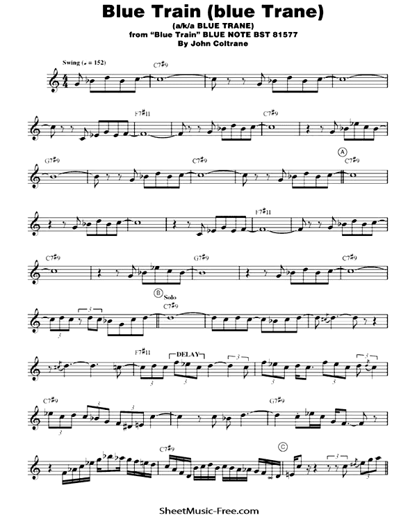 Blue Train (blue Trane) Sheet Music PDF John Coltrane Free Download
