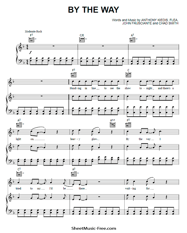 By The Way Sheet Music PDF Red Hot Chili Peppers Free Download