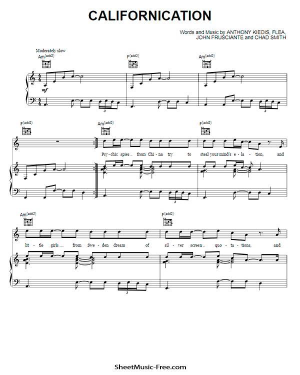 Californication Sheet Music PDF Red Hot Chili Peppers Free Download