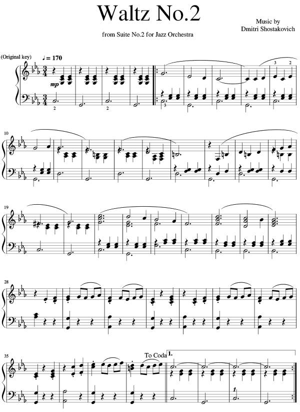 Waltz 2 Sheet Music PDF Dmitri Shostakovich Free Download