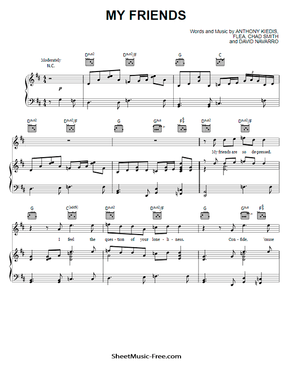 My Friends Sheet Music PDF Red Hot Chili Peppers Free Download