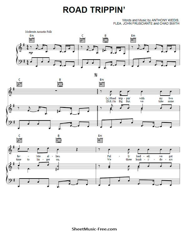 Road Trippin' Sheet Music PDF Red Hot Chili Peppers Free Download