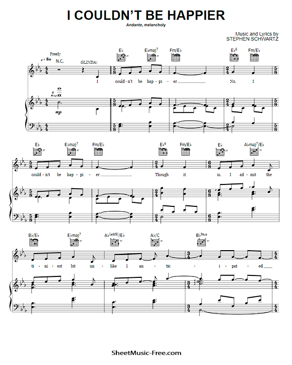 I Couldn't Be Happier Sheet Music PDF from Wicked Free Download