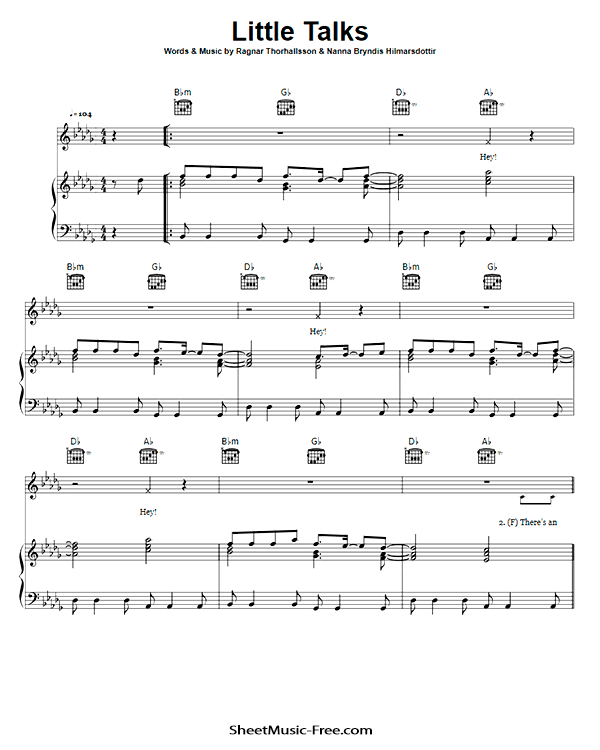 Little Talks Sheet Music PDF Of Monsters And Men Free Download