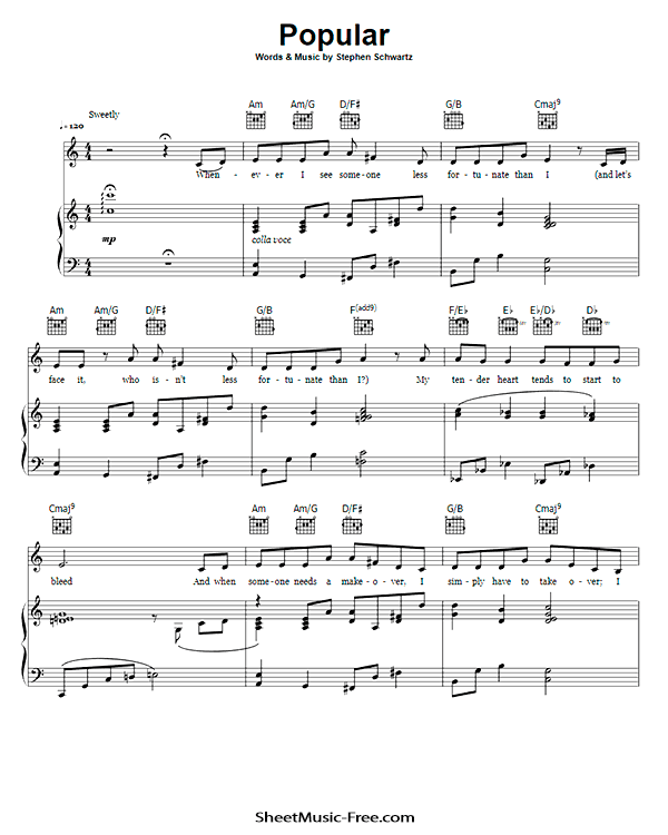 Popular Sheet Music PDF from Wicked Free Download