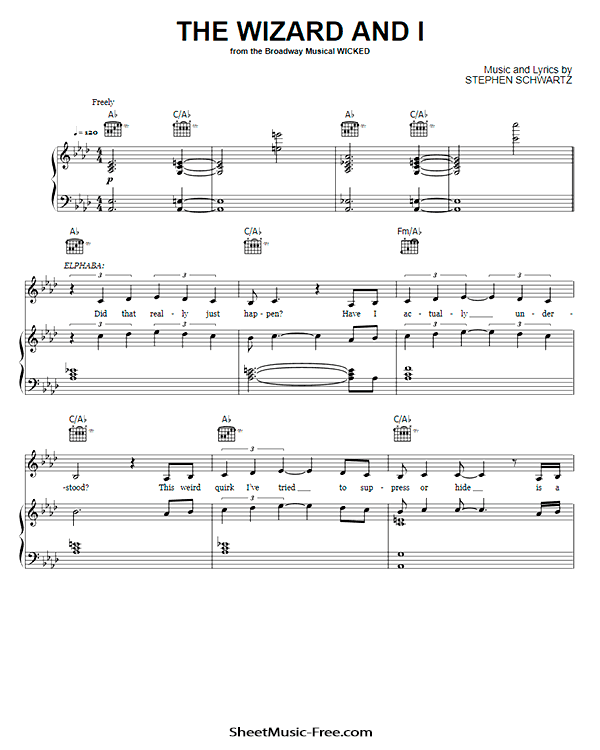 The Wizard And I Sheet Music PDF from Wicked Free Download