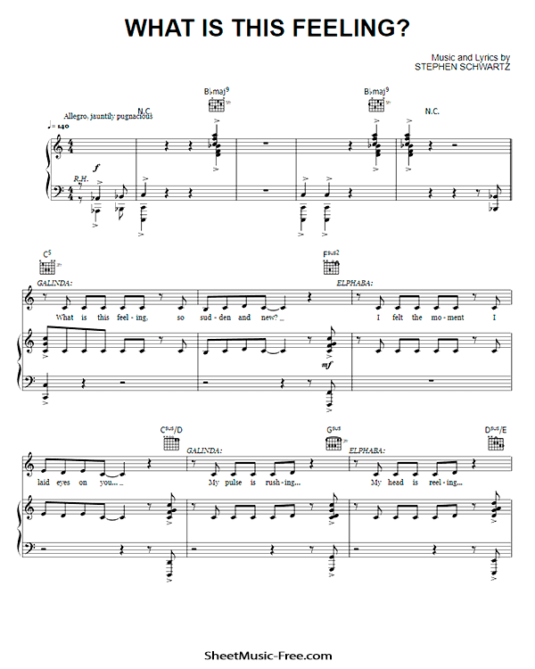 What Is This Feeling Sheet Music PDF from Wicked Free Download
