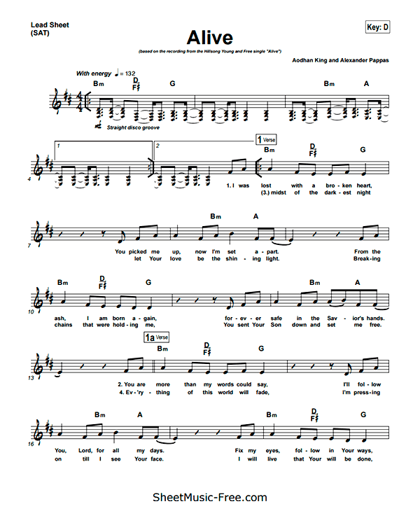 Alive Sheet Music PDF Hillsong Young & Free Free Download