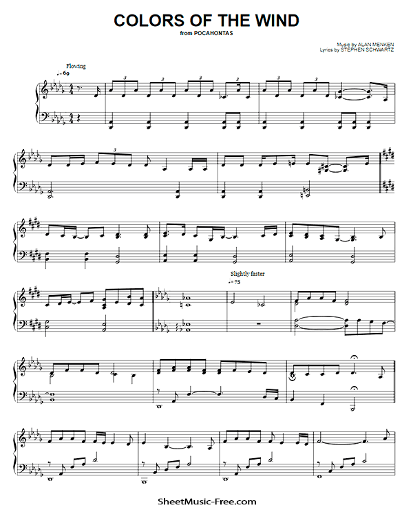 Colors Of The Wind Sheet Music PDF Pocahontas Free Download