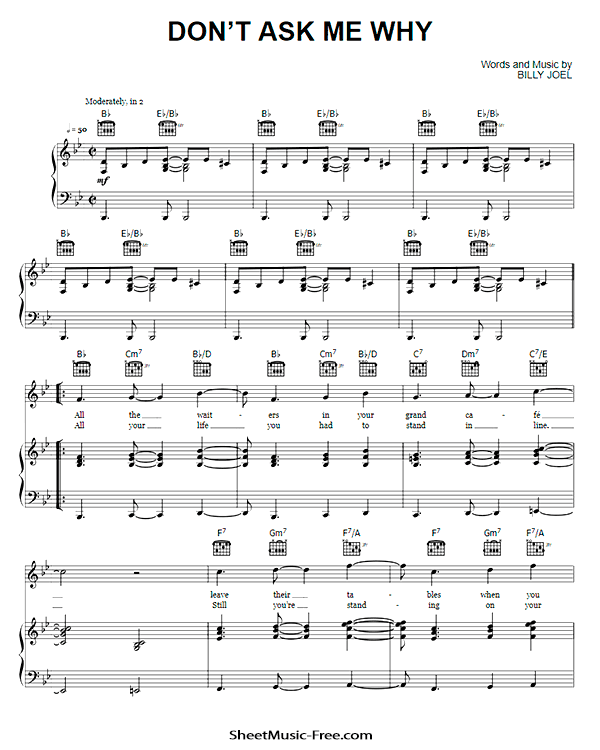 Don't Ask Me Why Sheet Music PDF Billy Joel Free Download