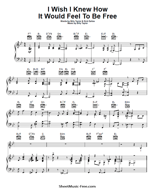 I Wish I Knew How It Would Feel to Be Free Sheet Music PDF Nina Simone Free Download