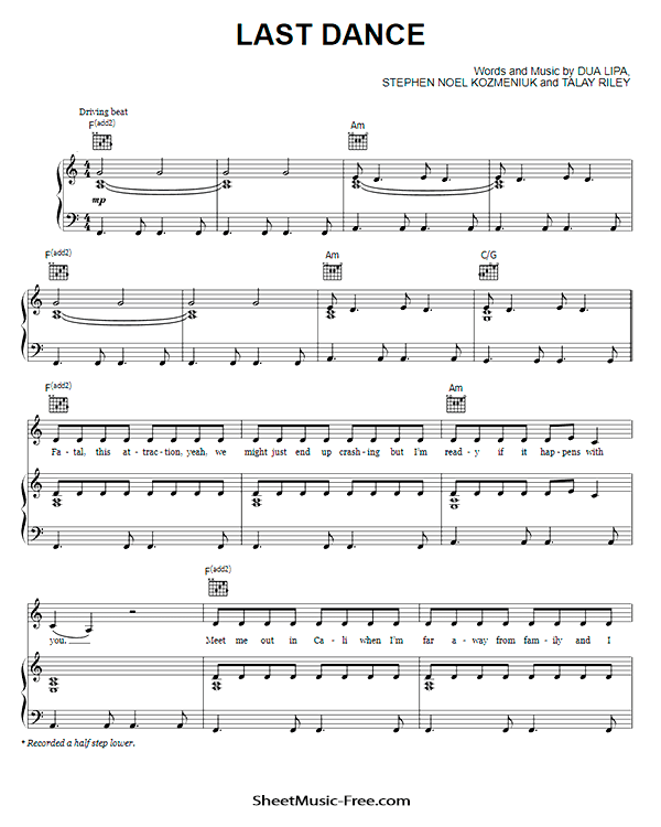 Last Dance Sheet Music PDF Dua Lipa Free Download