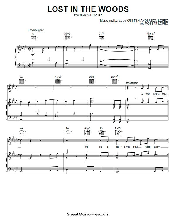 Lost In The Woods Sheet Music PDF Frozen Free Download