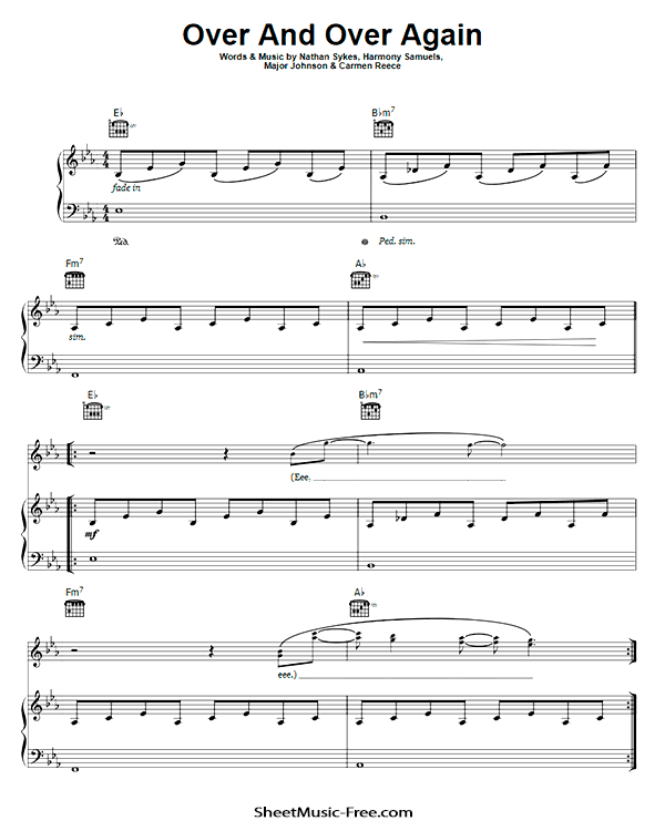 Over And Over Again Sheet Music PDF Nathan Sykes Free Download