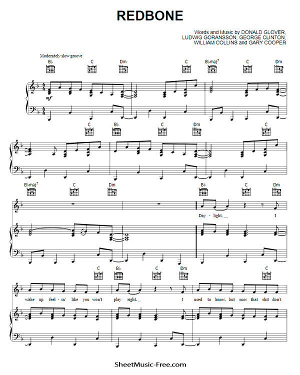 Redbone Sheet Music PDF Childish Gambino Free Download