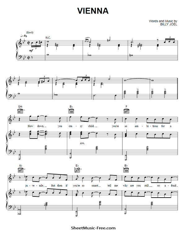 Vienna Sheet Music Billy Joel Sheetmusic Free Com
