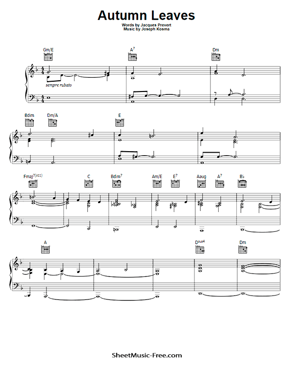 Autumn Leaves Sheet Music PDF Bob Dylan Free Download