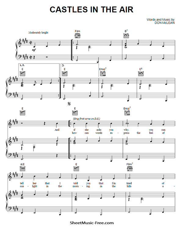 Castles In The Air Sheet Music PDF Don McLean Free Download