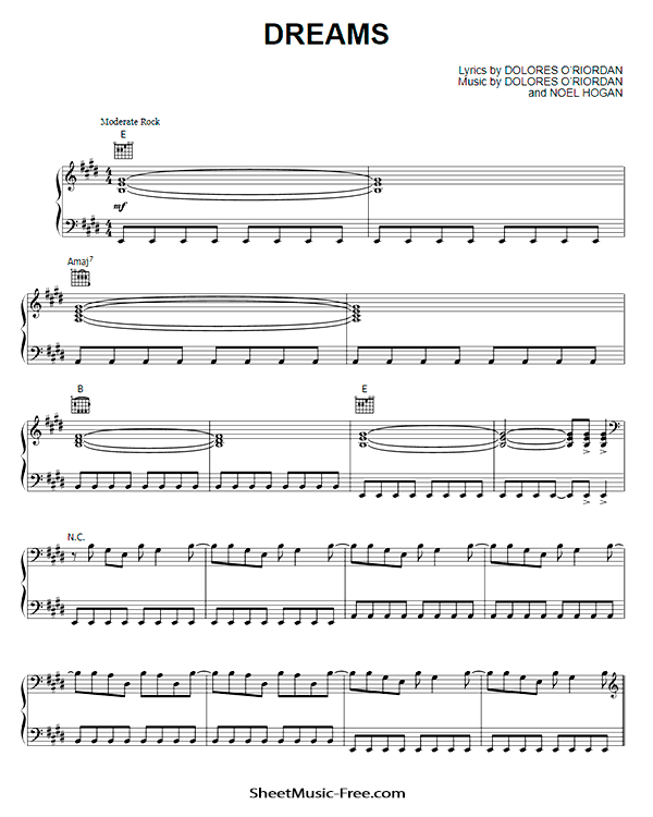 Dreams Sheet Music PDF The Cranberries Free Download