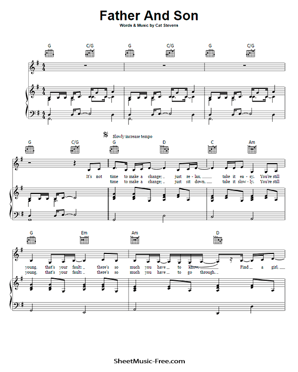 Father And Son Sheet Music PDF Cat Stevens Free Download