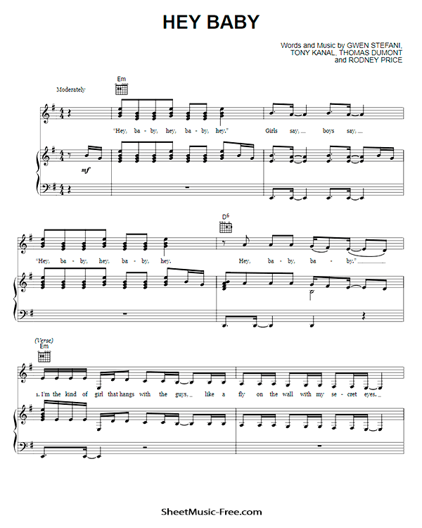 Hey Baby Sheet Music PDF No Doubt Free Download