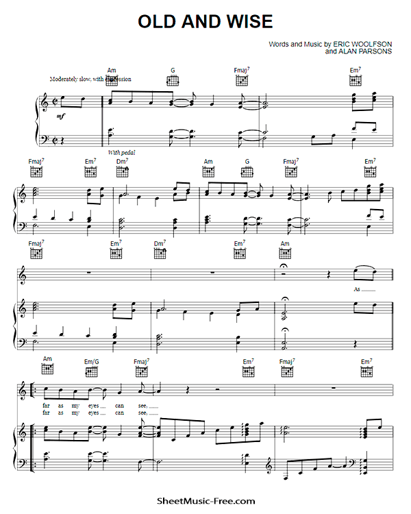 Old And Wise Sheet Music PDF Alan Parsons Project Free Download