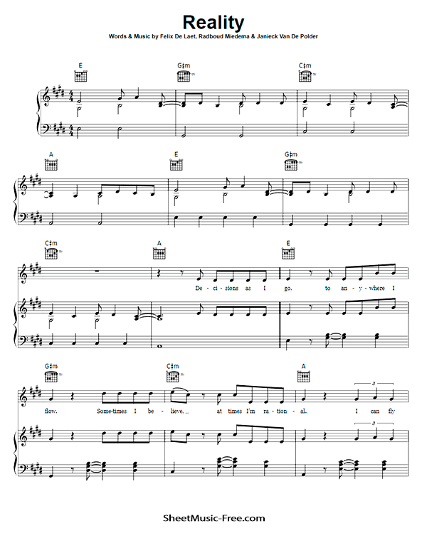 Reality Sheet Music PDF Lost Frequencies Free Download