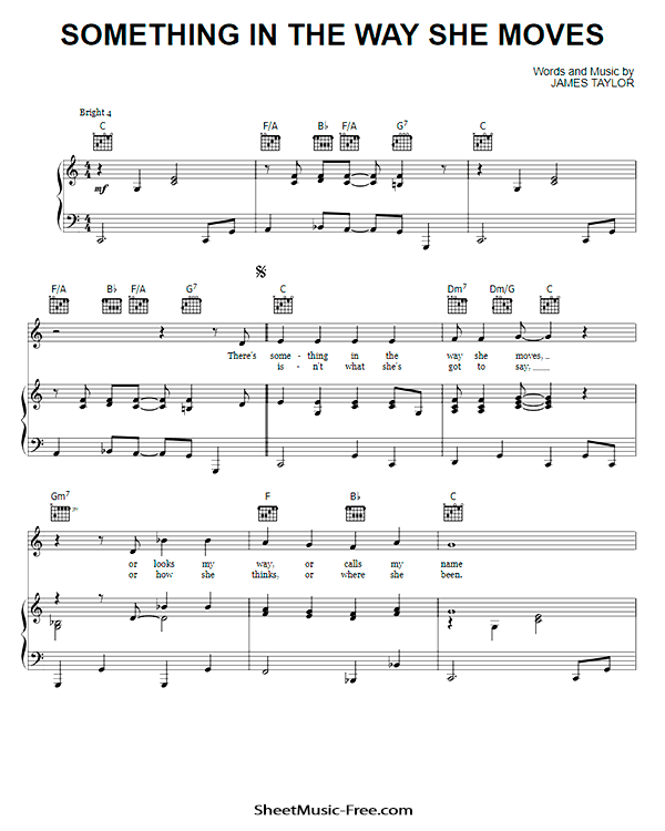 Something In The Way She Moves Sheet Music PDF James Taylor Free Download