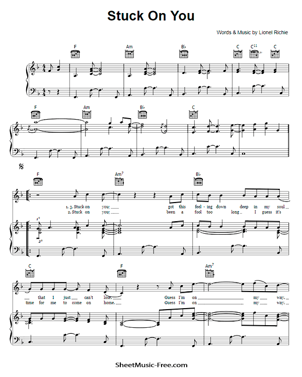 Stuck On You Sheet Music PDF Lionel Richie Free Download