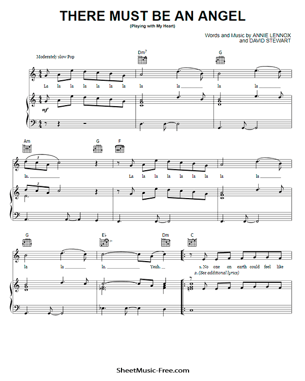 There Must Be An Angel Sheet Music PDF Eurythmics Free Download