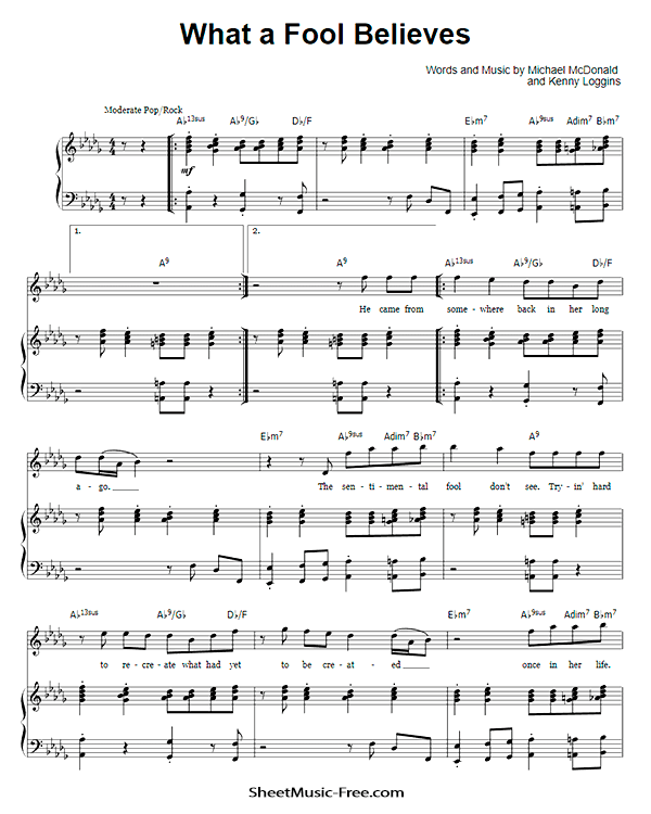 What A Fool Believes Sheet Music PDF The Doobie Brothers Free Download